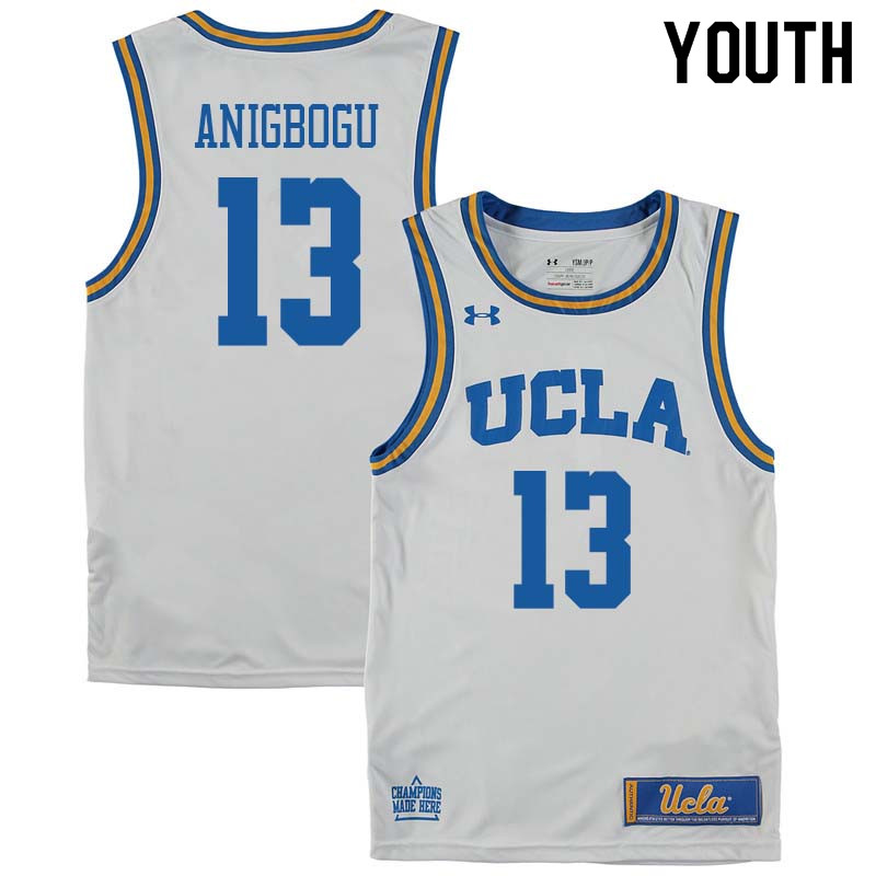 Youth #13 Ike Anigbogu UCLA Bruins College Basketball Jerseys Sale-White - Click Image to Close